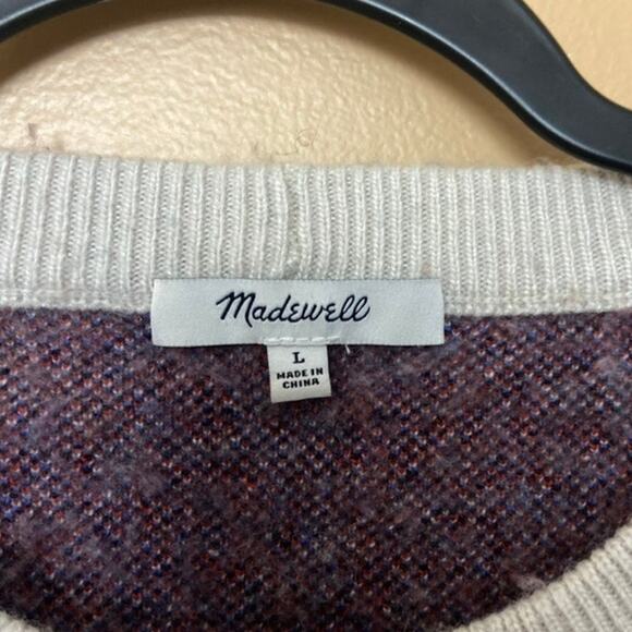 Madewell Cherry Jacquard Pullover Sweater wool blend knit cozy large - Picture 7 of 10